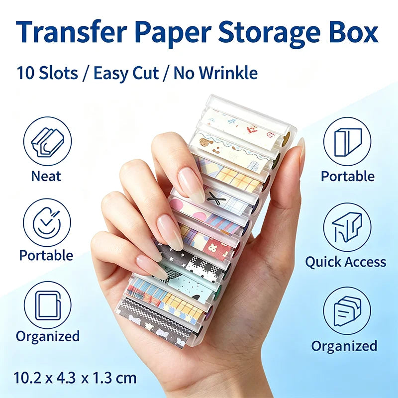 Nail Transfer Foil Storage Box With a Foil Roll Stick 10 Compartments Nail Art Organizer Case Sticker Paper Decoration Manicure HIP