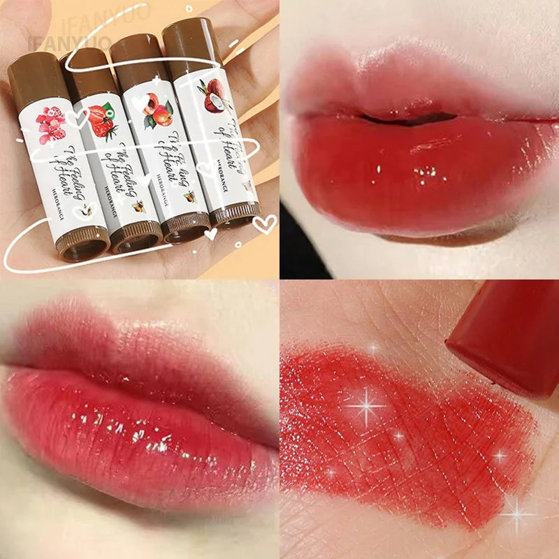 1Pc Fruity Lip Balm Moisturizing Lip Gloss Nature Nourishing Temperature Change Colors Lipstick Cute Jelly Tinted Lip Care Gifts HIP