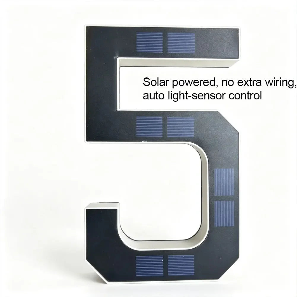 12Cm/4.7In LED Address Sign 0‑9 & ABCD With 1000Mah Battery Solar Wall Number Letter Light For Door Porch Garden HIP