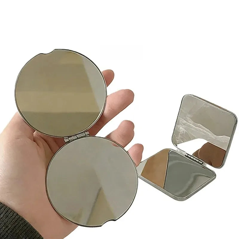 Pocket Makeup Mirror Stainless Steel – Square & Round Compact Makeup Mirror HIP