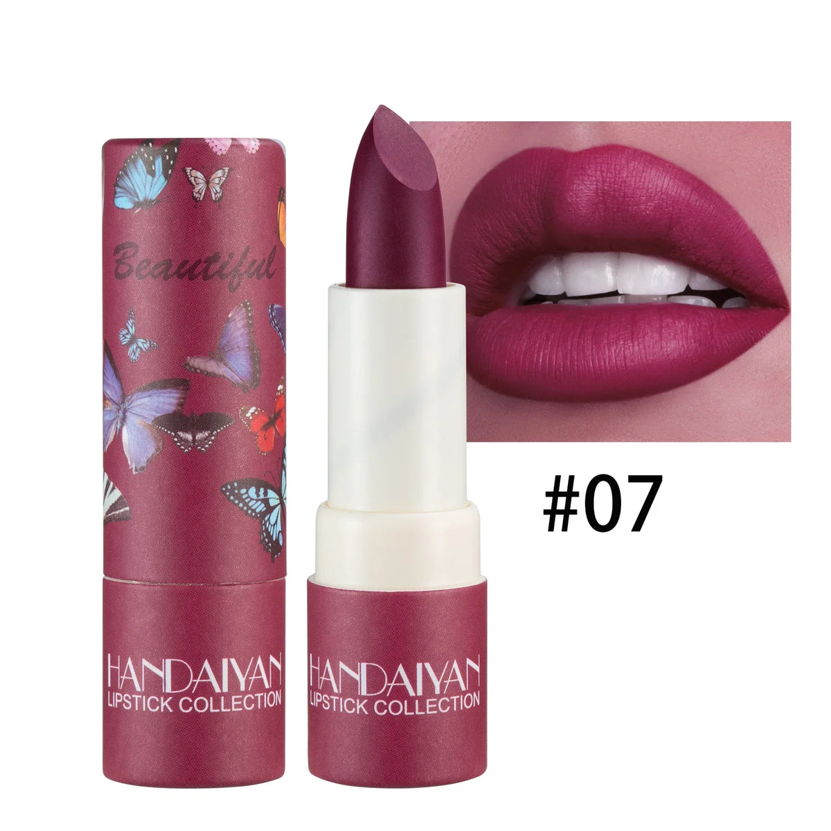 Lipstick Velvet Matte New Nude Moisturizing Tint Lip Balm Cream Pigment 8-color Luxury Lip Makeup Waterproof Cosmetic HIP 07 Dark Red