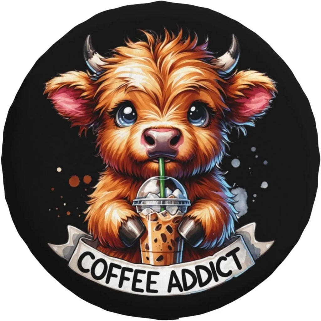 Highland Cow Coffee Spare Tire Cover | SUV Truck RV Spare Tire Cover HIP