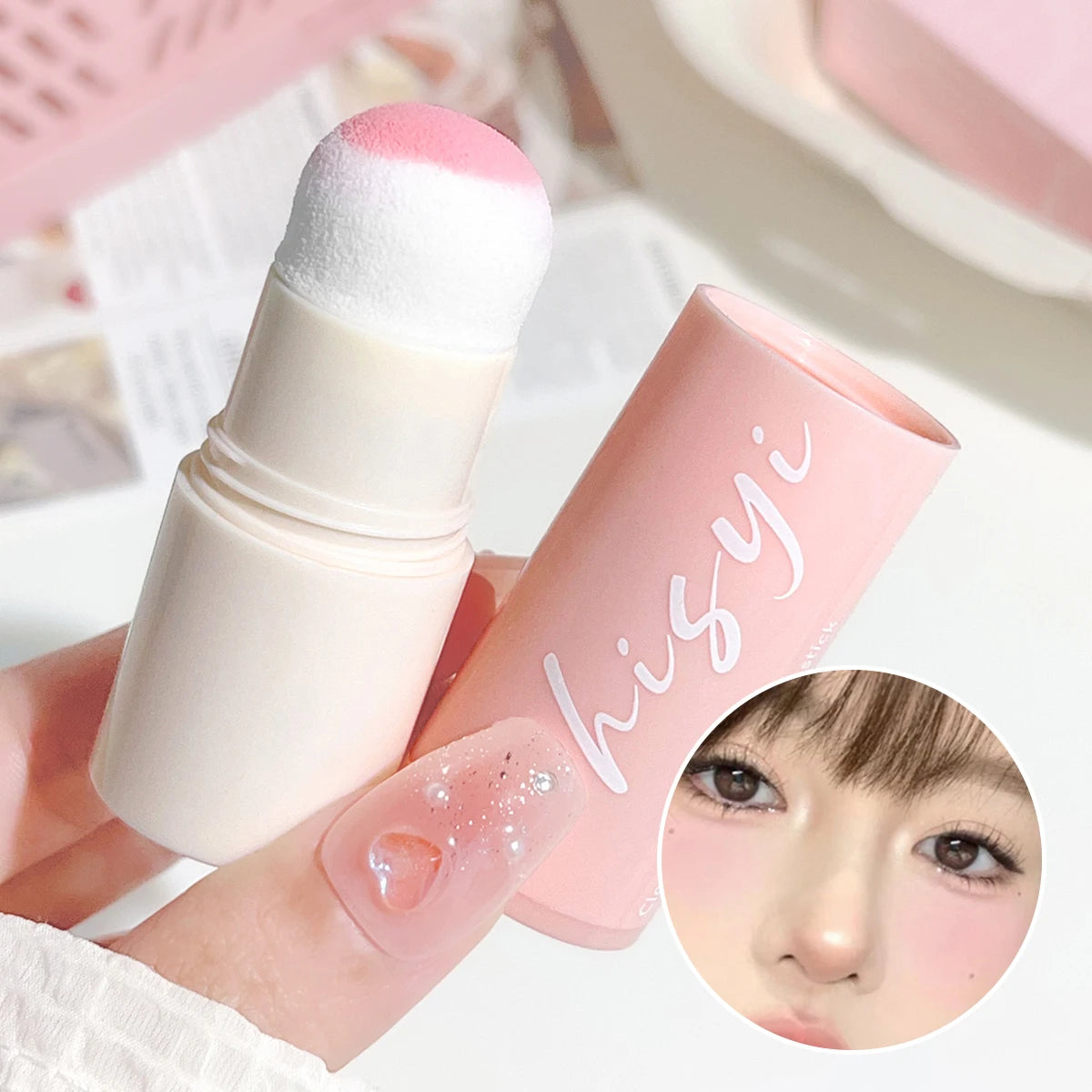 Cloud Soft Matte Blush Stick for a vibrant, brightening, natural bare makeup look, enhancing flawless skin tone HIP