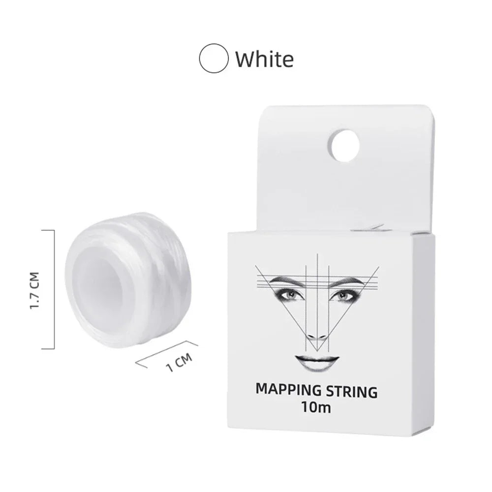 10Meter Brown Microblading Mapping Pre-Ink String for Makeup Eyebrow Dyeing Linen Thread Semi Permanent Positioning Measure Tool HIP White-White 1Pc