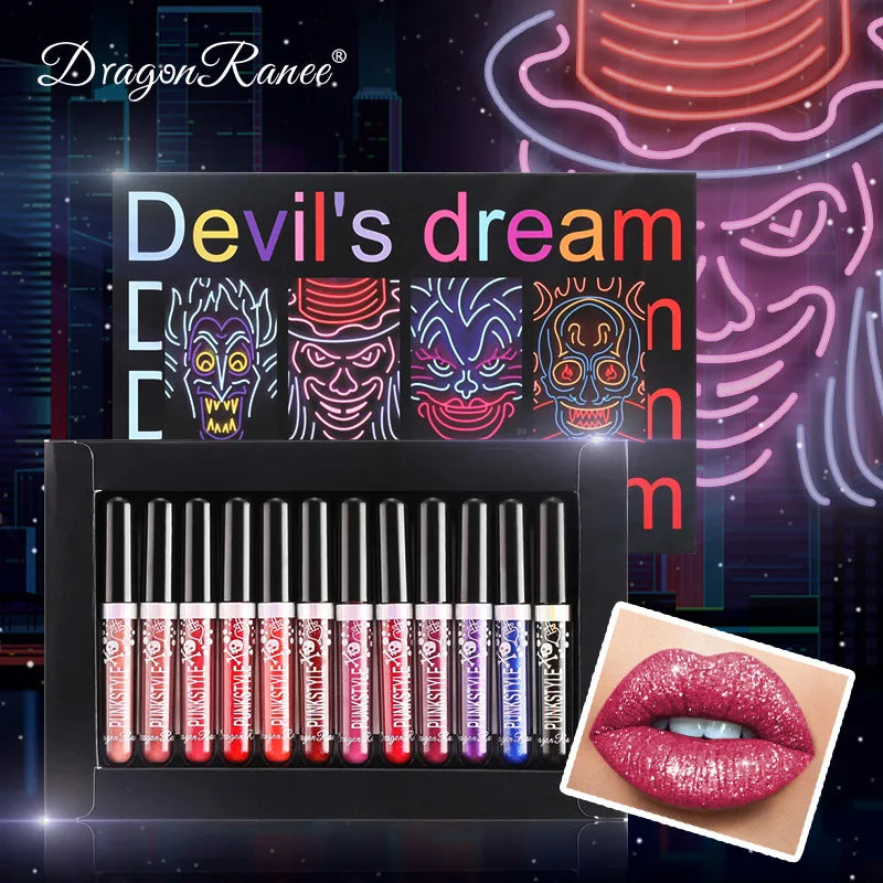 Dragon Ranee 12-Pc Diamond Glitter Lip Gloss Set | Halloween Lip Gloss Set HIP 01