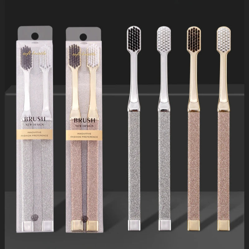 Luxury Soft Toothbrush Men Women Adult Tooth Brush Gold Silver Dental Brushes Elegance Gentle Toothbrushes Drop Shipping HIP