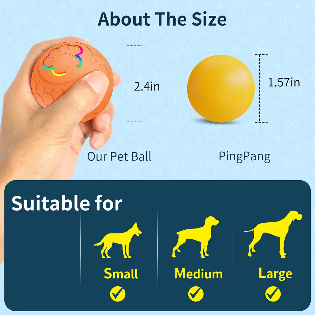 Smart Teasing Dog Ball Waterproof Electronic Interactive Pet Toy LED Light Dog Bouncing Toy Ball Automatic Rolling Toy Ball HIP