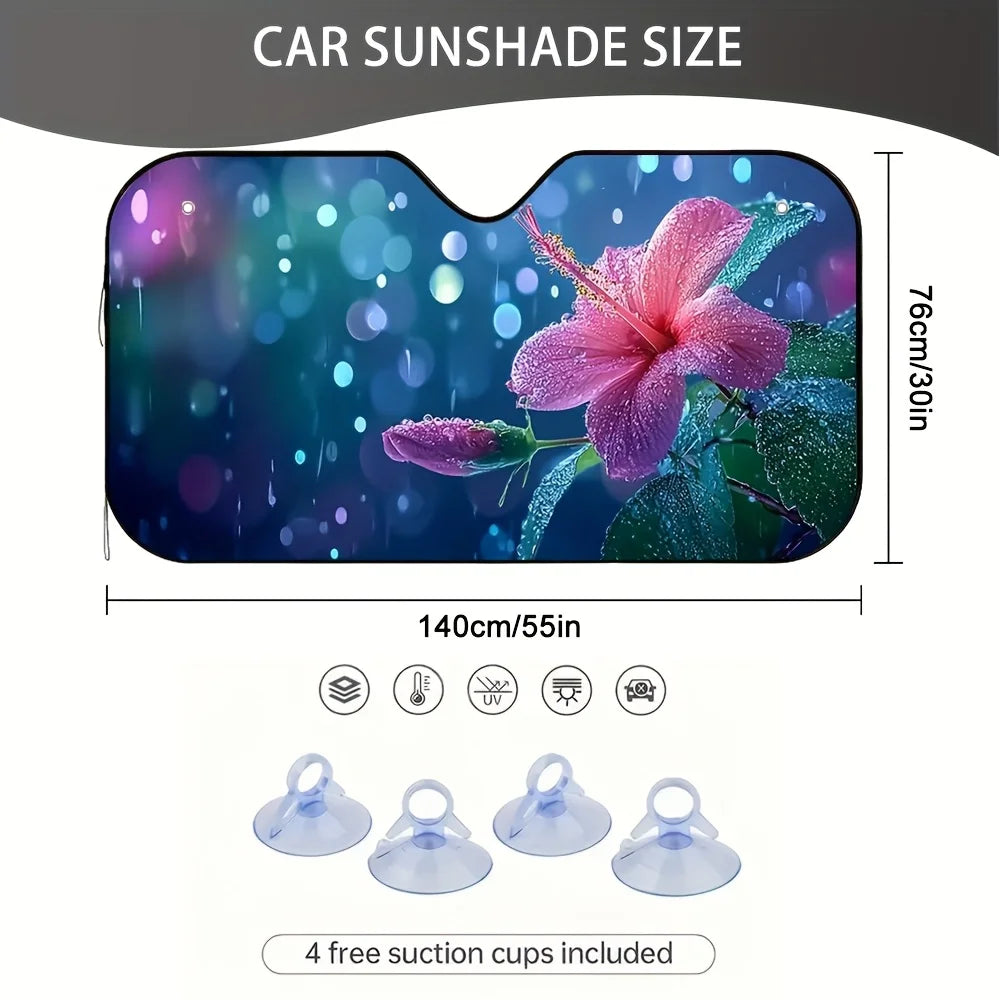 Floral Polyester Car Windshield Sunshade – Full Coverage Car Windshield Sunshade HIP