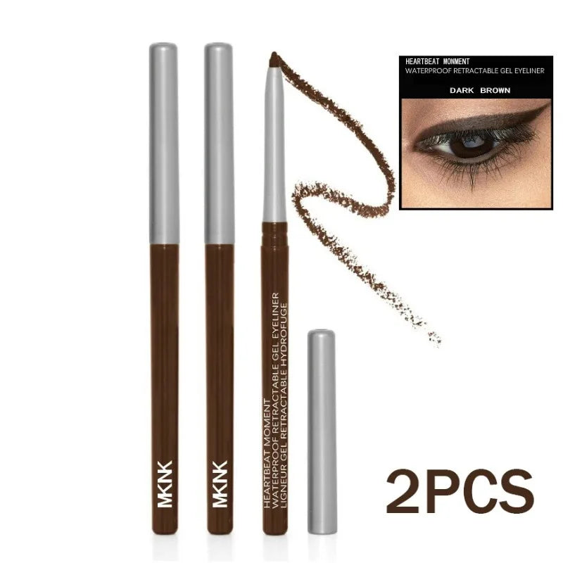 1-3pc Waterproof Black Eyeliner Pencil Smudge-proof Long-lasting Dark Brown Cream Gel Eye Liner Pen Beginner-Friendly Eye Makeup HIP Dark Brown-2pcs