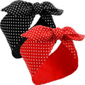 2-Pack Polka Dot Bow Bandana Headbands – Wide Hair Band Bow Headband Set HIP 02