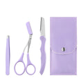 Purple Eyebrow Grooming Kit – Scissors, Razor, Tweezer & Comb Eyebrow Grooming Kit HIP C670-3pcs in bag