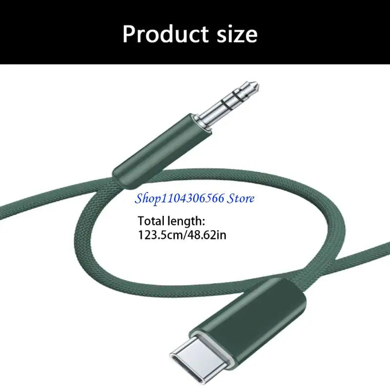 USB-C to 3.5mm Braided Audio Cable – 120cm Adapter Audio Adapter Cable HIP