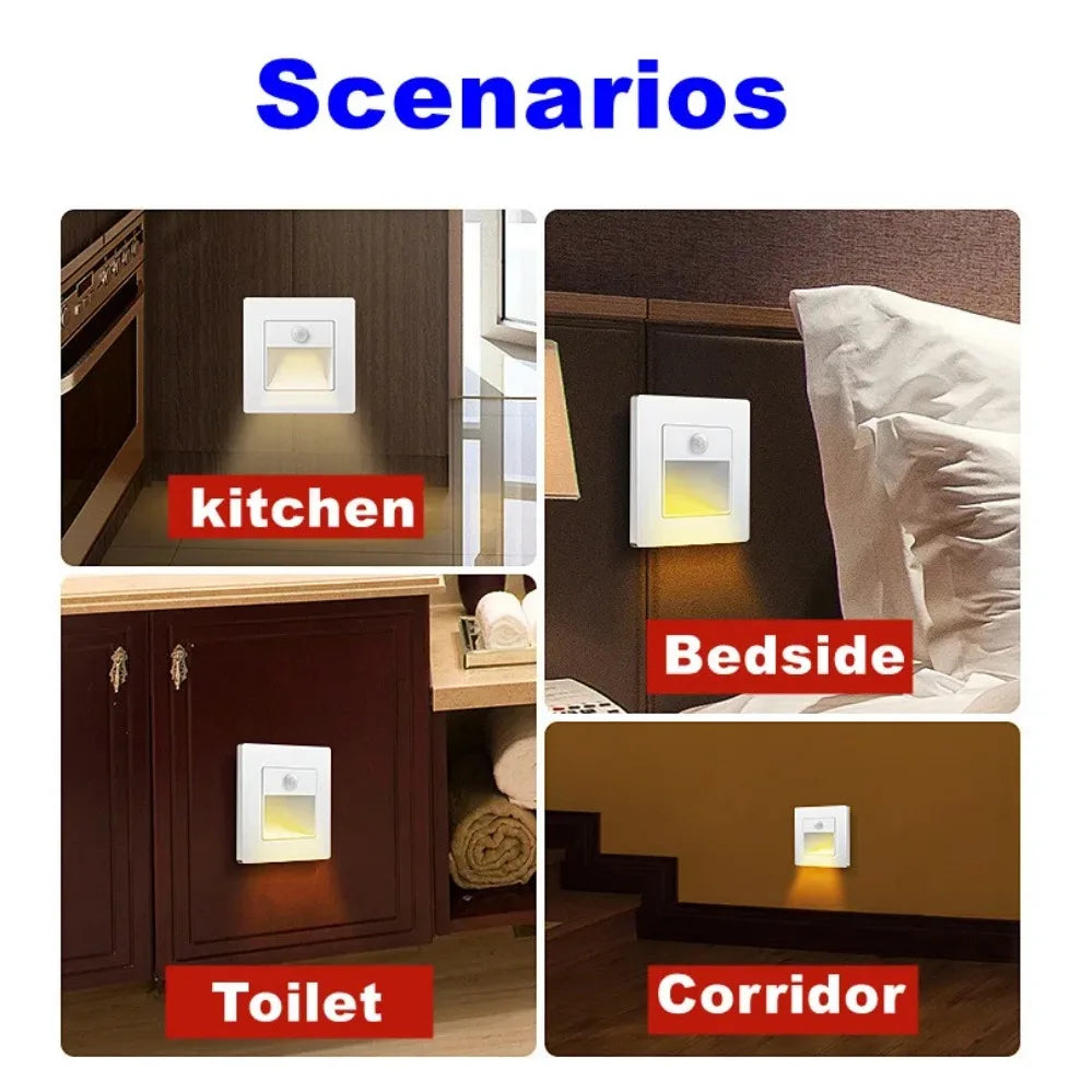 Recessed LED Wall Lamp PIR Motion Sensor Stair Step Night Light LED Step Wall Lamp HIP