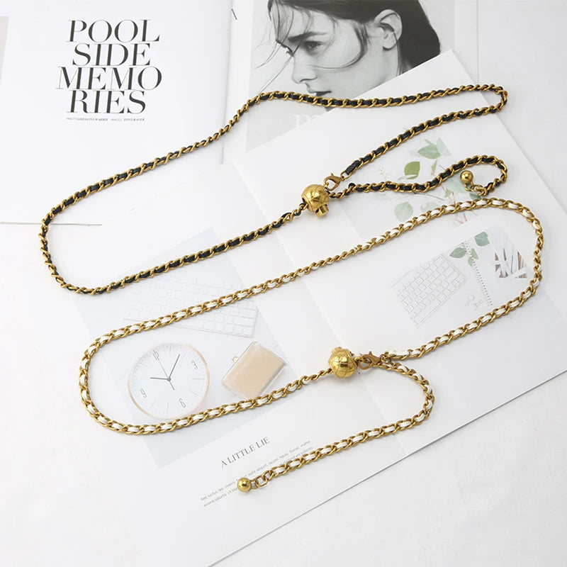 Metal Waist Chain Belt – Woven Dress & Skirt Accessory Waist Chain Belt HIP