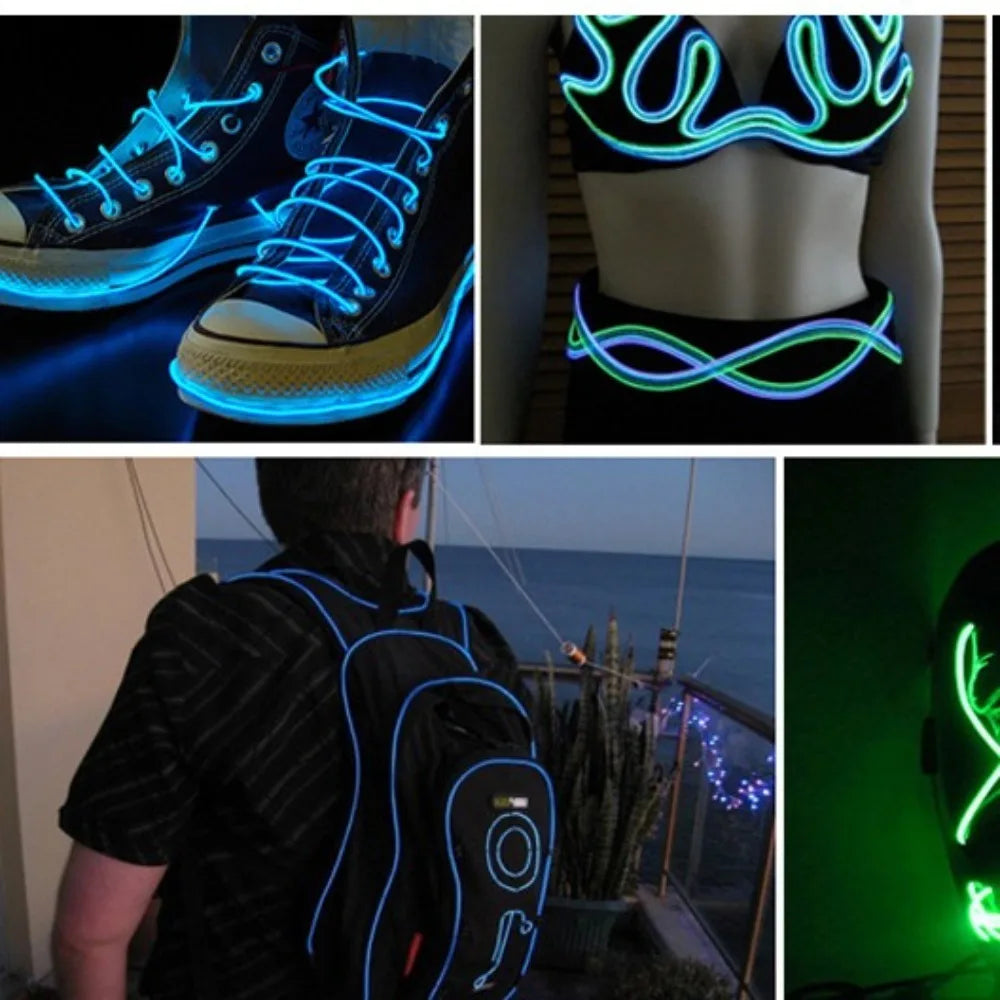 2M Flexible LED Neon EL Wire Glow Light – Waterproof Indoor/Outdoor LED Neon EL Wire HIP