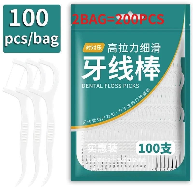 RUZOFO 100–500 Pcs Dental Floss Picks – PE Oral Care Dental Floss Picks HIP C753-200pcs