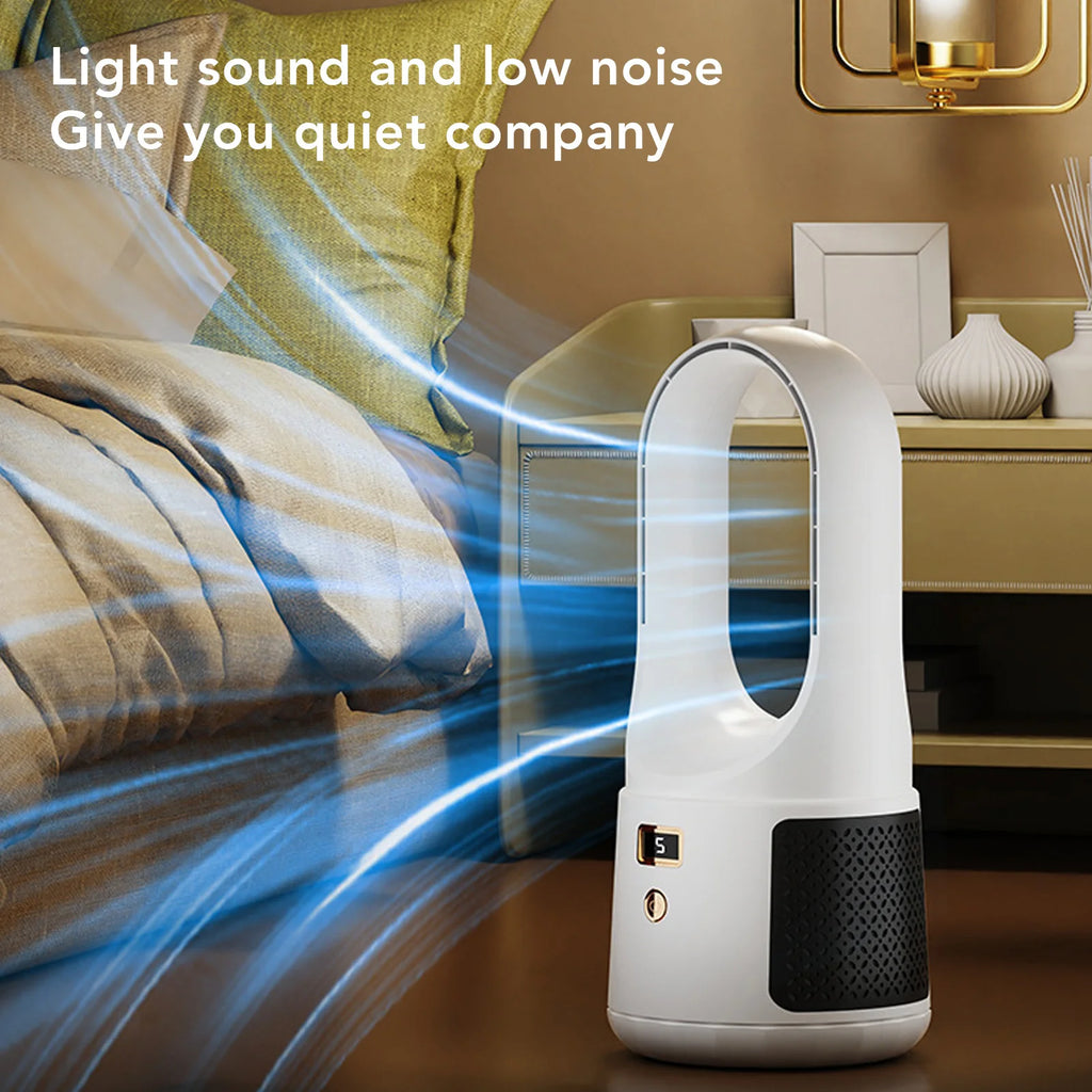 Bladeless Cooling Fan USB Desk Fan 6 Speeds Wind Quiet Portable Bladeless Cooling Fan with Power Display for Home Bedroom HIP