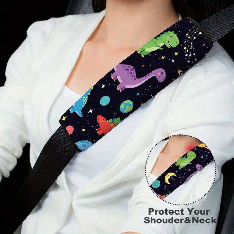 2-Pack Dinosaur Planet Car Seat Belt Shoulder Pads 9.8x11.3" Seat Belt Shoulder Pad HIP