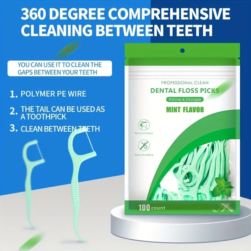 RUZOFO Mint Flossepicks Ultra-Fine Toothpicks 100–500 Pcs Dental Floss Picks HIP