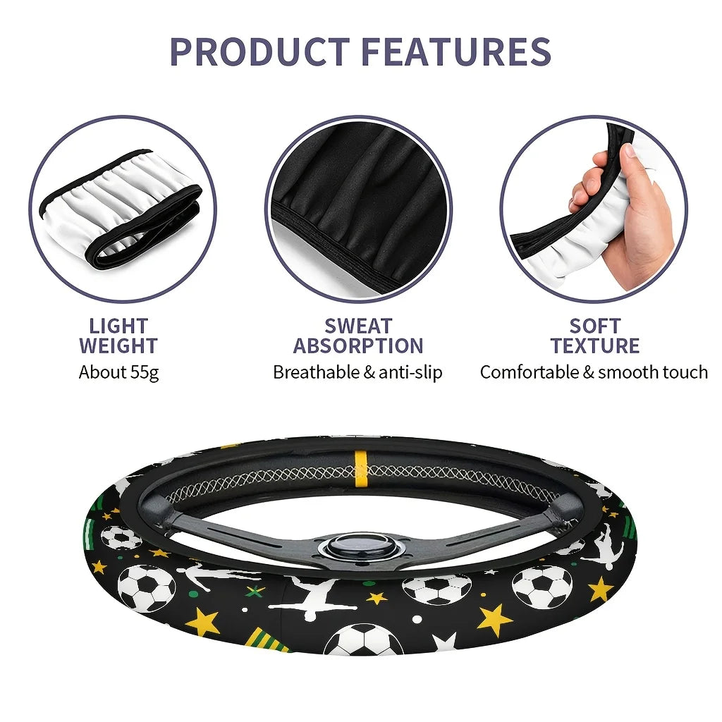 Soccer Steering Wheel Cover – Universal Soft Breathable Fit Steering Wheel Cover HIP