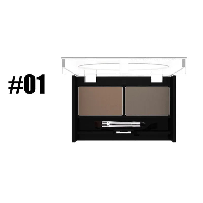 Professional Brand Eyeshadow Makeup 2 Color Waterproof Eyebrow Powder Eye Shadow Eye Brow Palette + Brush Eyebrow Enhancer HIP 01