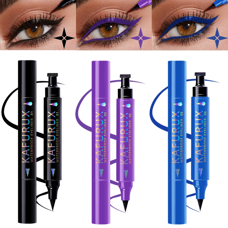 KAFURUX Star Stamp Eyeliner Pen – Waterproof, 3 Colors Stamp Eyeliner Pen HIP