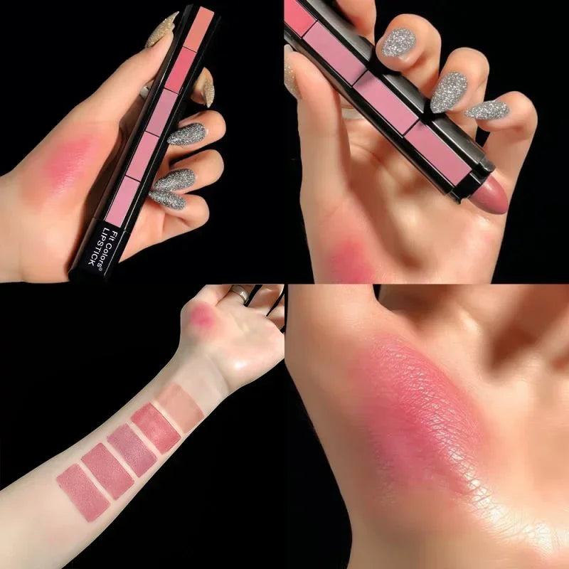 5 In 1 Matte Lipstick Kit Waterproof Nude Combination Lipgloss Long Lasting Velvet Red Show Complexion Sexy Lip Tint Cosmetic HIP 02 Nude