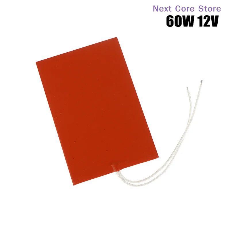 Silicone Heating Pad 60W 12V Flexible Heat Mat for 3D Printer Silicone Heating Pad HIP