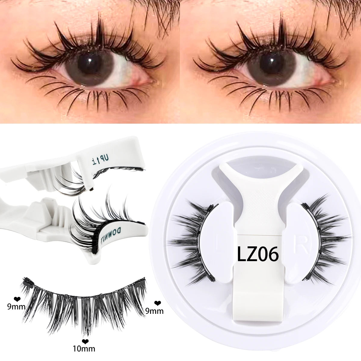 Hot Magnetic Eyelashes Set 1 Pair Reusable No Glue Needed False Eyelashes with Magnetic Tweezers Curly Faux Lashes Makeup Tool HIP 1Pair LZ06