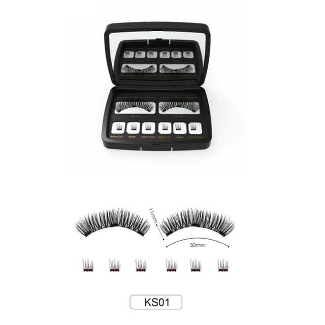 3D 3 Magnetic Eyelashes Natural Soft Reusable Easy To Wear Eyelash Extension Beauty Makeup Tool Fake Mink False Eyelashes HIP KS01