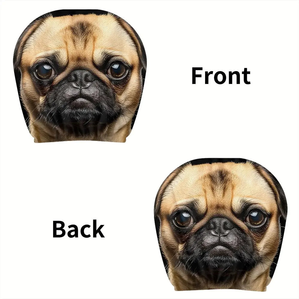 Pug Car Headrest Covers 2-Pack – Washable & Breathable Car Headrest Cover HIP 1