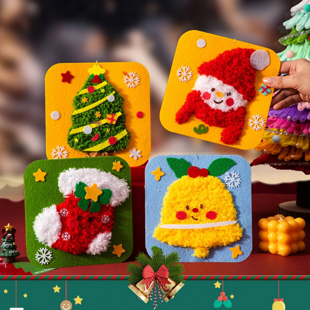 Christmas Sewing Kit Non-Woven Fabric Beginner Friendly Handicrafts DIY Embroidery Kit Fun Threading Christmas Sewing Projects HIP