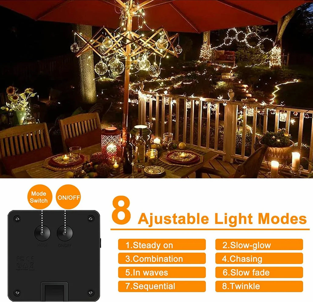 2-Pack 300 LED Solar Fairy String Lights – 8 Modes Outdoor Solar String Lights HIP