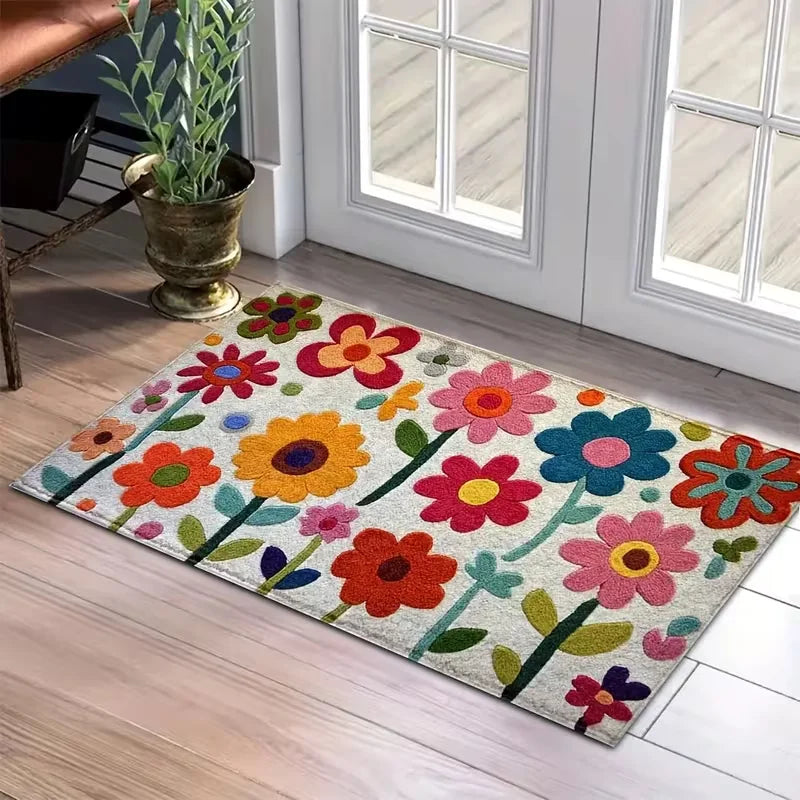 Luxury Floral Anti-Slip Washable Indoor Rug | All Rooms Indoor Floor Rug HIP 1 40x60cm-Felt