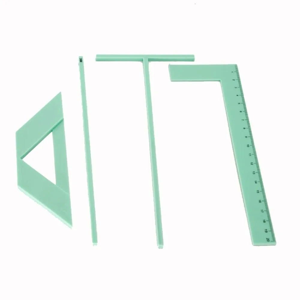 4-Piece Bookbinding Ruler Set – L, T-Shape, Guide & Corner Bookbinding Ruler Set HIP WHITE