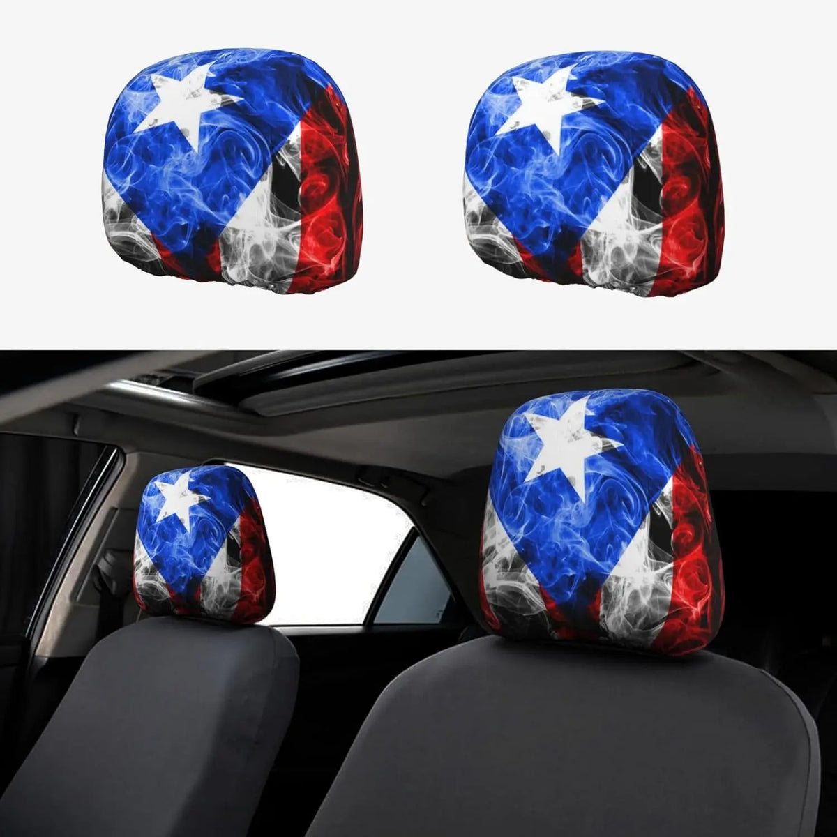 Puerto Rico Taino Car Headrest Covers – Universal Fit Set of 2 Car Headrest Cover HIP 3