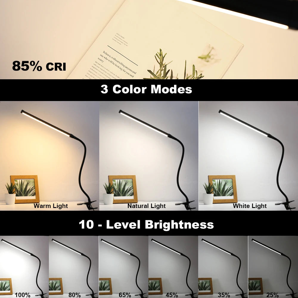 YNL LED USB Desk Lamp with Clamp – Dimmable Reading Light LED Clamp Desk Lamp HIP