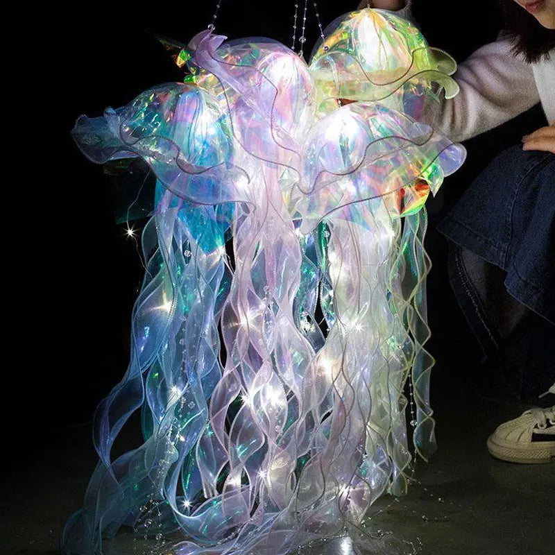 Jellyfish Lamp Portable Lantern Kids Children Bedroom Hanging Night Light Under The Sea Colorful Mermaid Ocean Party Home Decor HIP