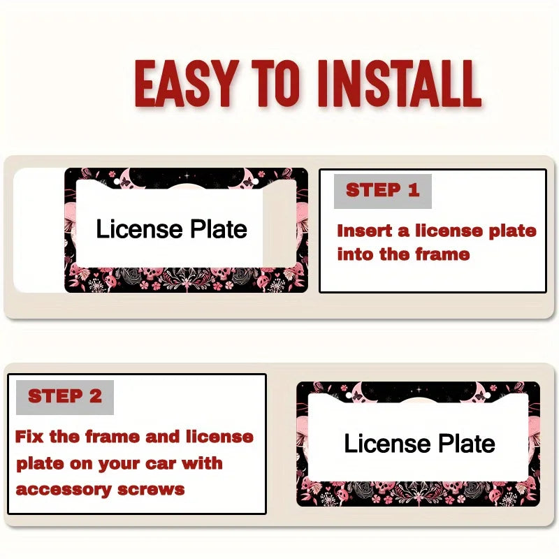 Gothic Butterfly Metal License Plate Frame 6.3×12.2" | Celestial License Plate Frame HIP