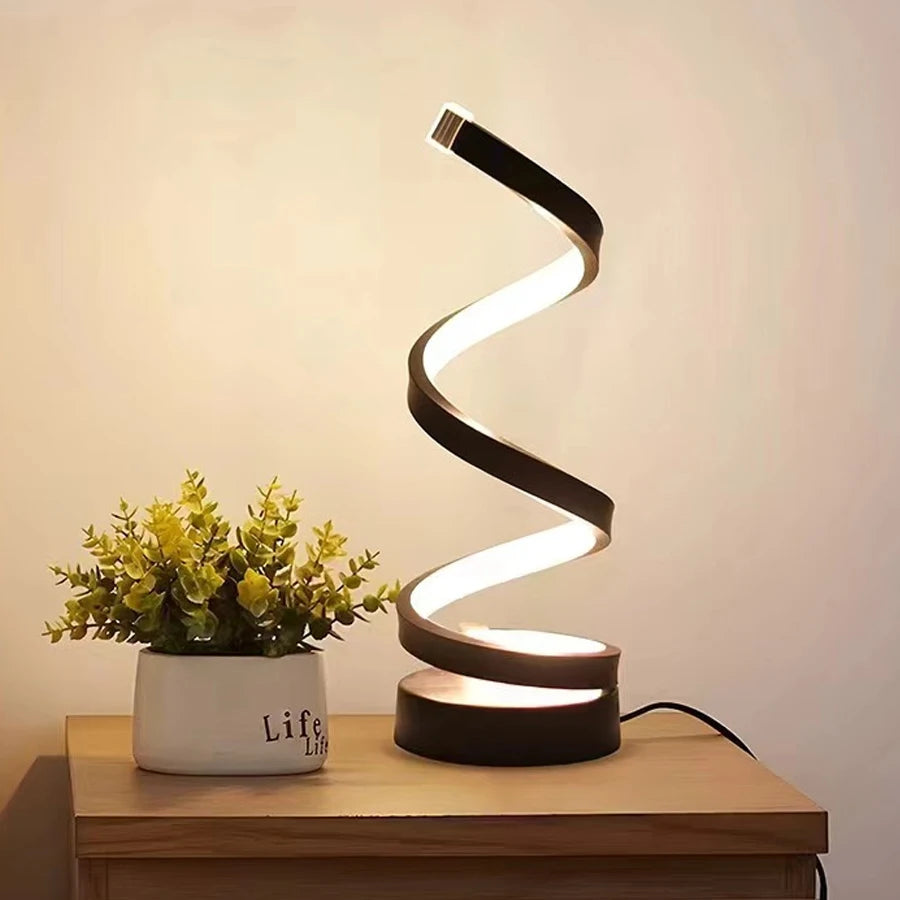 USB Plug in Creative Spiral Table Lamp Dimmable 3 Colors Adjustable For Living Room Bedroom Office Bedside Desk Nightstand Lamp HIP Spiral Shape