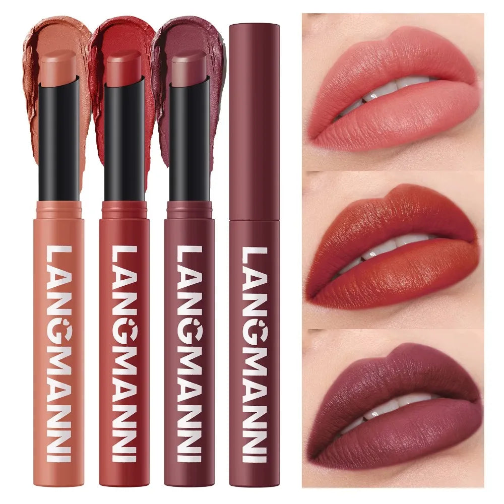12 Color Matte Lipstick Pencil Waterproof Long Lasting Non-Stick Cup Lip Stain Tint Cosmetic Nude Lipstick Pen Makeup Maquillage HIP