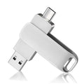 2-in-1 USB & Type-C Flash Drive – 32GB, 64GB, 128GB USB Flash Drive HIP Silver--02 128 GB