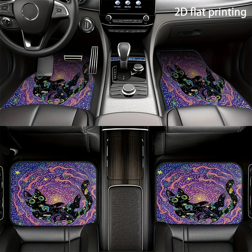 4-Piece Starry Night Cat Car Floor Mats – Universal Fit Car Floor Mats HIP