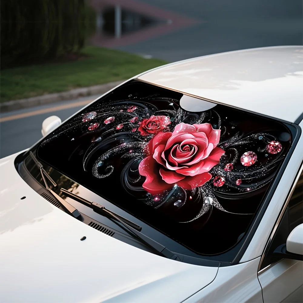 Red Rose Car Windshield Sunshade – Lightweight & Stylish Car Windshield Sunshade HIP