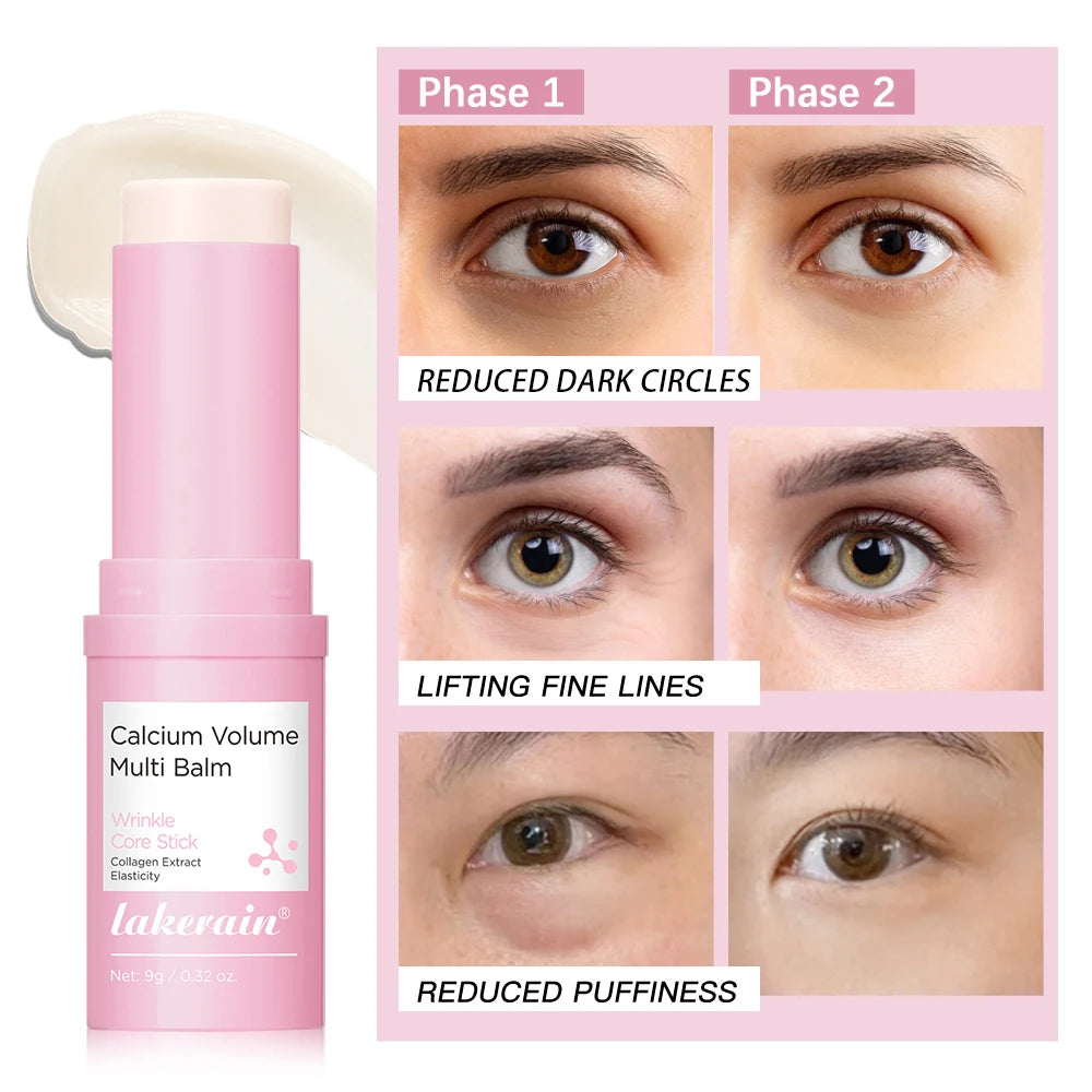 Calcium Collagen Vitamin D Eye Stick Balm Tightens Skin Care Anti Aging Anti Dark Circle Reduces Eye Bags Wrinkles Tear Trough HIP