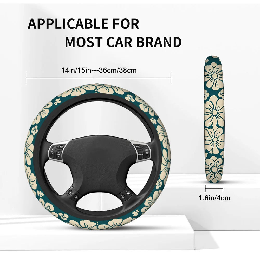 Floral Blue Blossoms Steering Wheel Cover – Universal Fit Steering Wheel Cover HIP 1