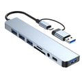 8 in 2 USB +Type C HUB Docking Station with 3.5mm Audio Jack Adapter for Micro SD Card Reader Laptop Tablet Phone Disk Converter HIP 8 IN 2