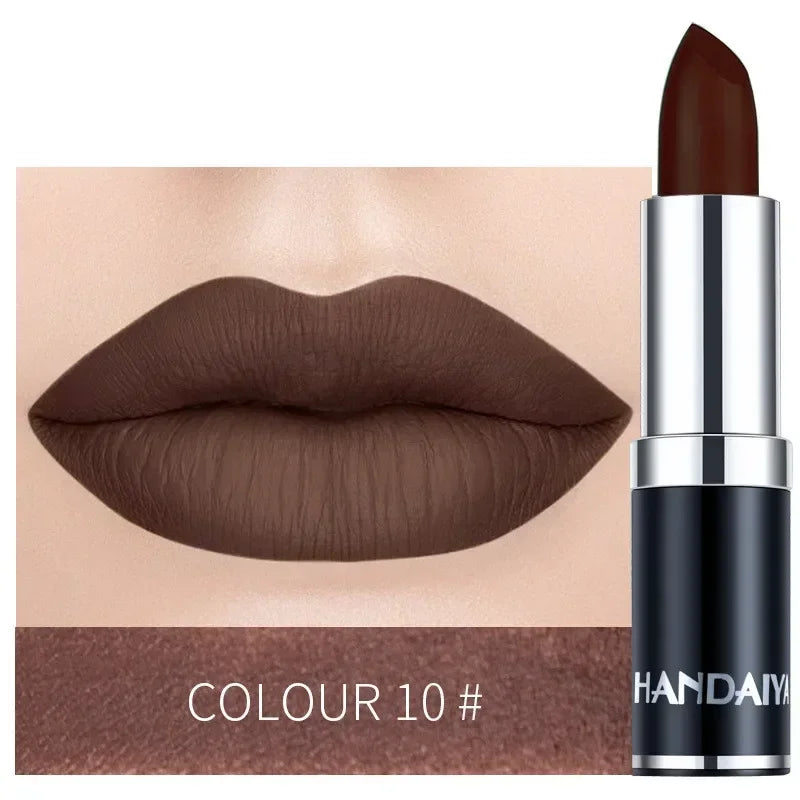 1PC Nude Waterproof Lipstick Matte Pumpkin Color Lipstick Vitamin E Moisturizing Water-Resistant Profissional Lipstick HIP 10