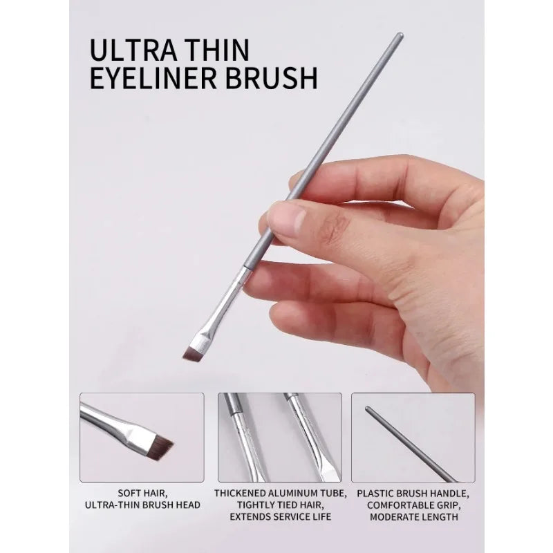 12-Piece Eyeliner & Eyebrow Brush Set – Thin Blade | HIP Eye Makeup Brush Set HIP