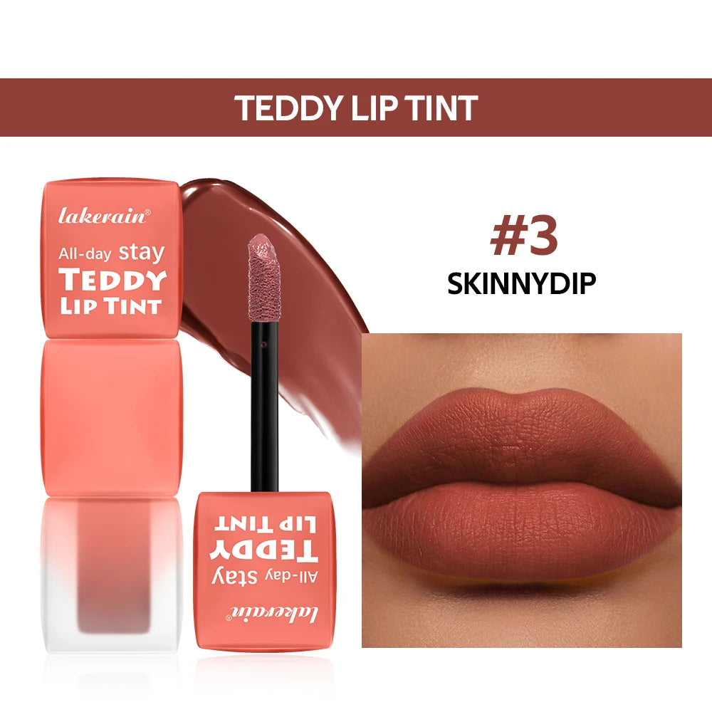 Teddy Tint Lip Color Tear Lip Gloss Super Stay Long-Lasting Coloring 12H Matte Texture Waterproof Lip Stain Lipstick Cosmetics HIP 3Skinnydip